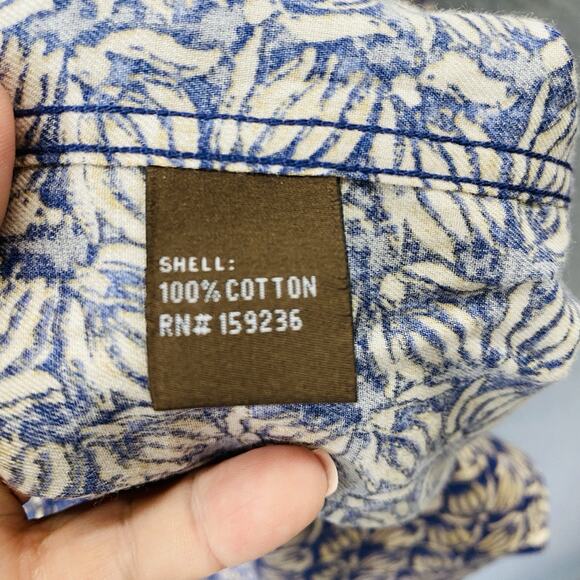 J. McLaughlin Shirt Mens Size XL Blue & Yellow print Button Up Classic Preppy - Picture 6 of 7